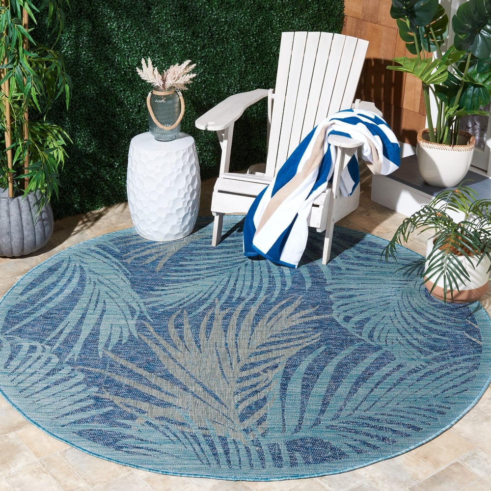SAFAVIEH Courtyard Nott Tropical Indoor/ Outdoor Waterproof Patio Backyard Rug