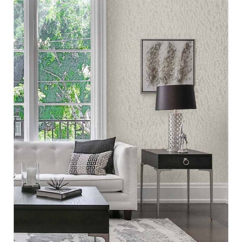 Seabrook Designs Seaweed Beaded Branches Nonwoven Unpasted Wallpaper