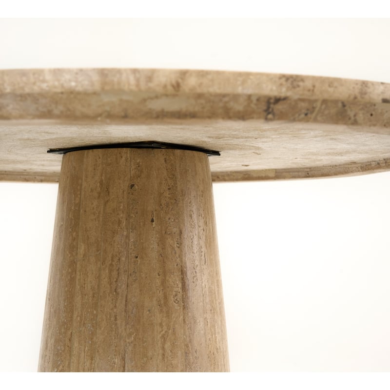 Modrest Velma Modern Travertine Marble Round Dinette Table