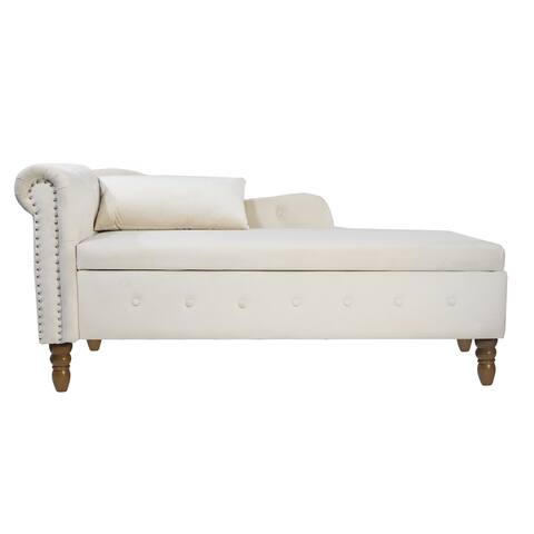 Velvet Lounge Recliners with Storage & Pillow, Nailhead Trim