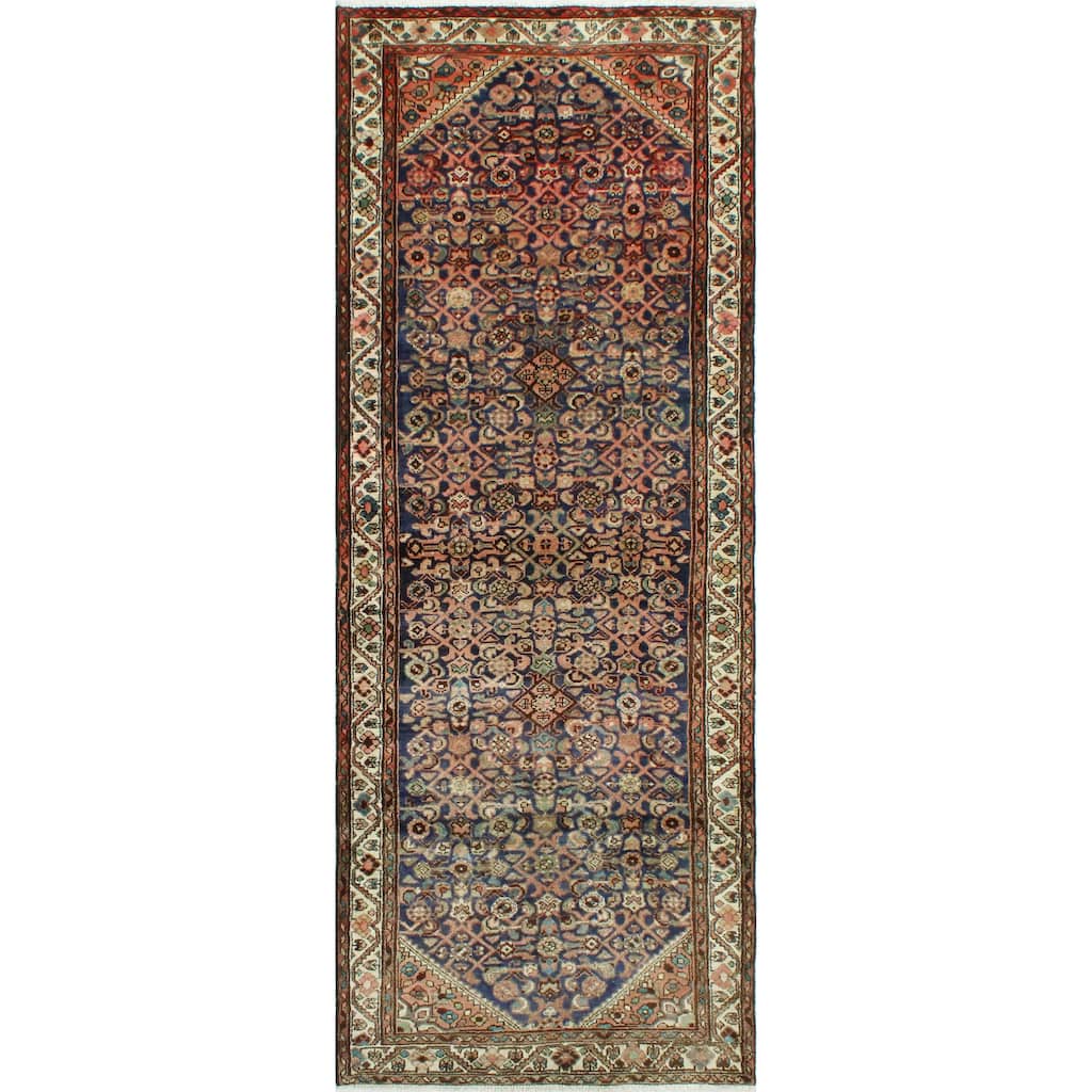 Noori Rug Fine Vintage Distressed Amjad Navy/Ivory Runner - 3'6" x 9'10"