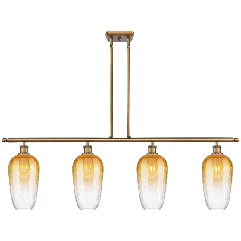 Innovations Lighting Endless Possibilities Ballston - Brookhaven Flute - 4 Light 48" Stem Hung Island Light - Brushed Brass/Amber