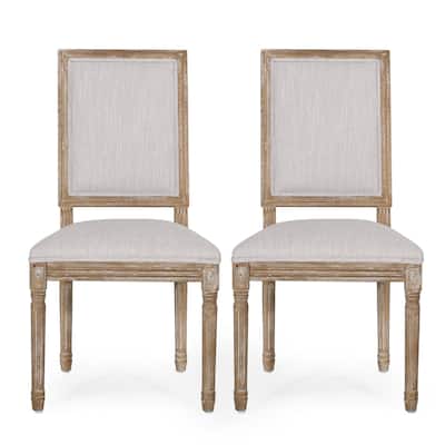 Ryma Dining Chair Set of 2, Fluted Legs, Transitional Light Gray Brown