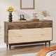 preview thumbnail 10 of 12, 55 Inches Dresser for Bedroom, Green Long Double Dresser Organizer Wood Cabinet