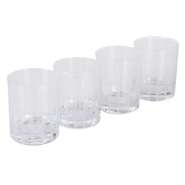Babish 4 Piece 14 oz DOF Old Fashioned Drinking and Whiskey Glass - Etched Handmade Clear Glass