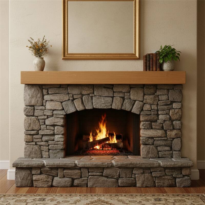72" Fireplace Mantel Fir Wood Wall-Mounted & Floating Shelf