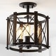 preview thumbnail 4 of 11, Ciel 14" 3-Light Iron Rustic Farmhouse LED Flush Mount, Brown/Oil Rubbed Bronze by JONATHAN Y