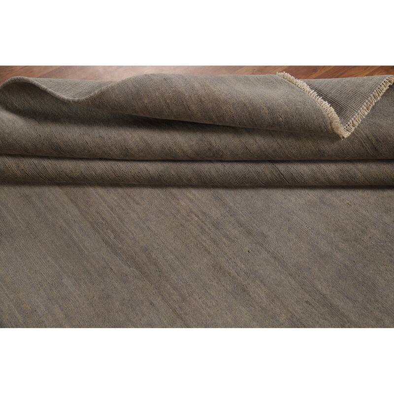 Gabbeh Modern Area Rug Hand-Knotted Stripe Wool Carpet - 6'7"x 9'3"
