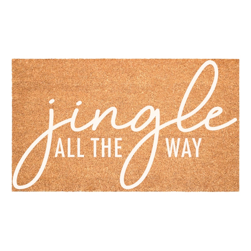 HomeRoots 24" X 36" Brown And White Christmas Outdoor Coir Door Mat - 24.00' X '36.00