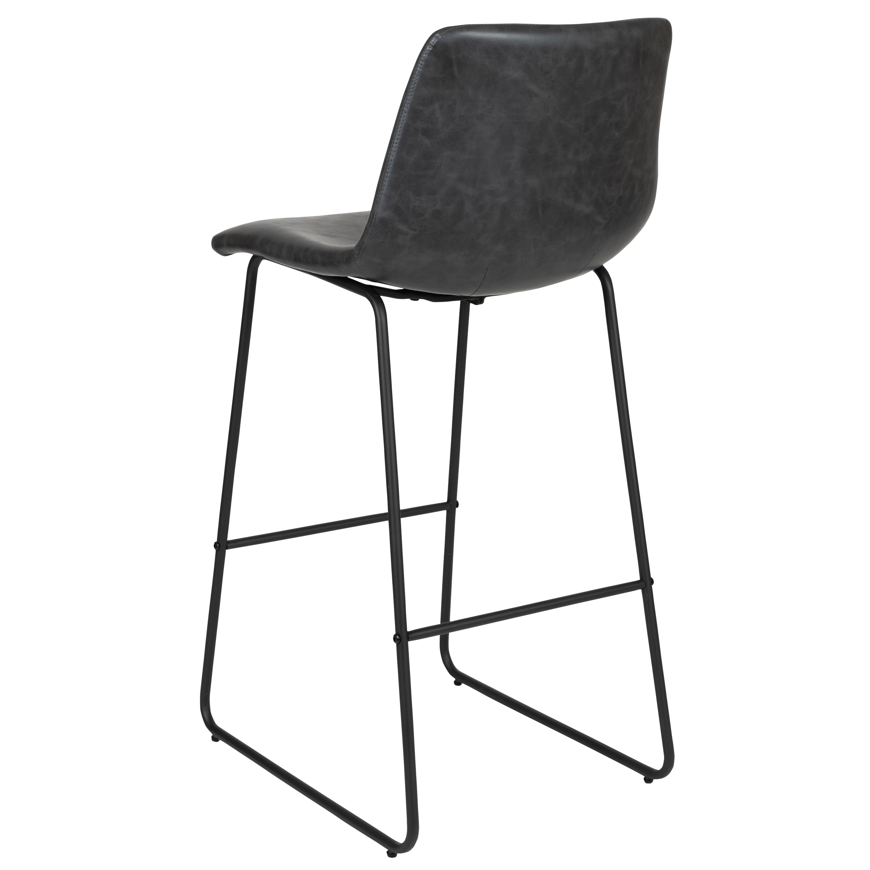 LeatherSoft Bucket Seat Bar Stool (Set of 2)