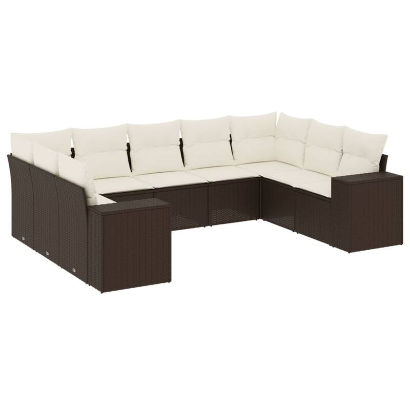 vidaXL Patio Sofa Set with Cushions Outdoor Conversation Furniture Poly Rattan