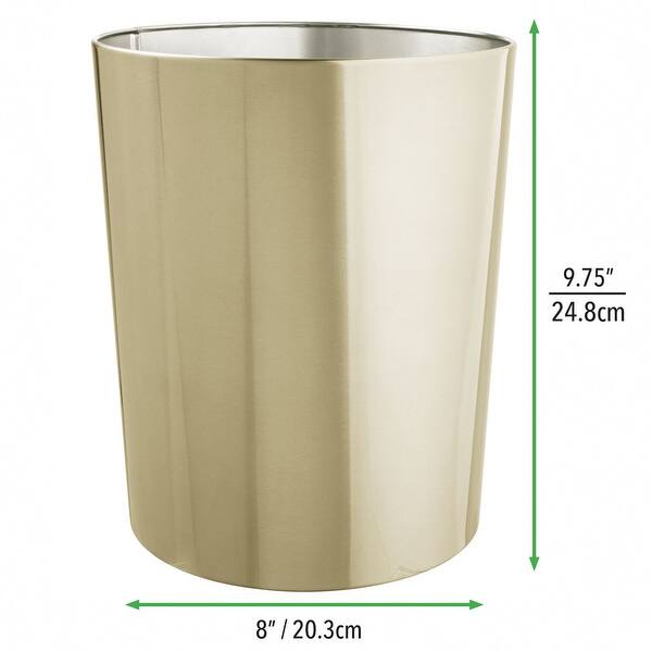 mDesign 2 Piece Steel/Plastic Bathroom Set, Bowl Brush and Trash Can