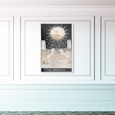 Oliver Gal 'Moon Tarot Silver Art Deco' Astronomy and Space Wall Art Canvas Print Moons - White, Blue