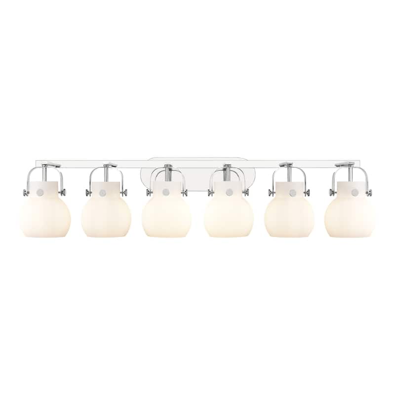 Innovations Lighting 423-6W-10-46 Pilaster II Sphere Vanity Pilaster - Polished Chrome / Matte White