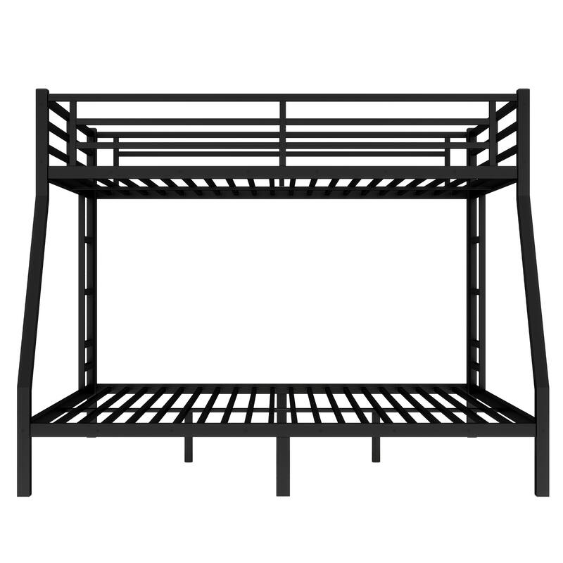 Queen Over King Metal Bunk Bed with Dual Ladders, Underbed Storage, and Noise-Free Design, Heavy-Duty Frame