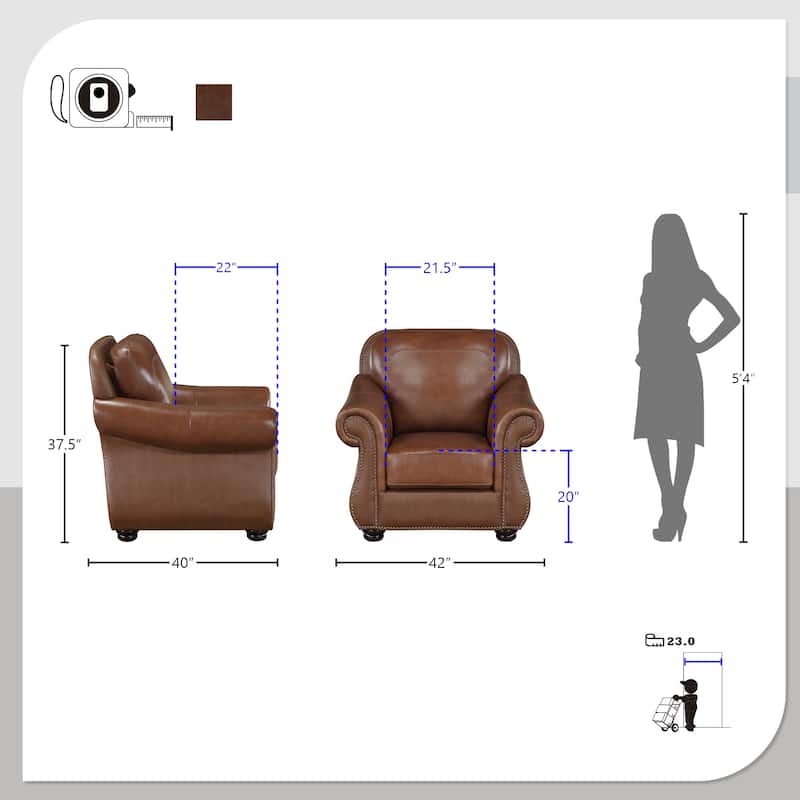 Fowler 3-Piece Leather Match Living Room Sofa Set
