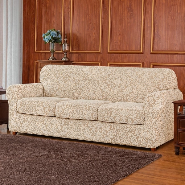 Subrtex 4-piece Separate Couch Cover Jacquard Damask Sofa Stretch
