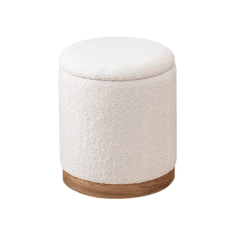 Adeco Velvet Round Storage Stool Gold Plating Base Storage Ottoman