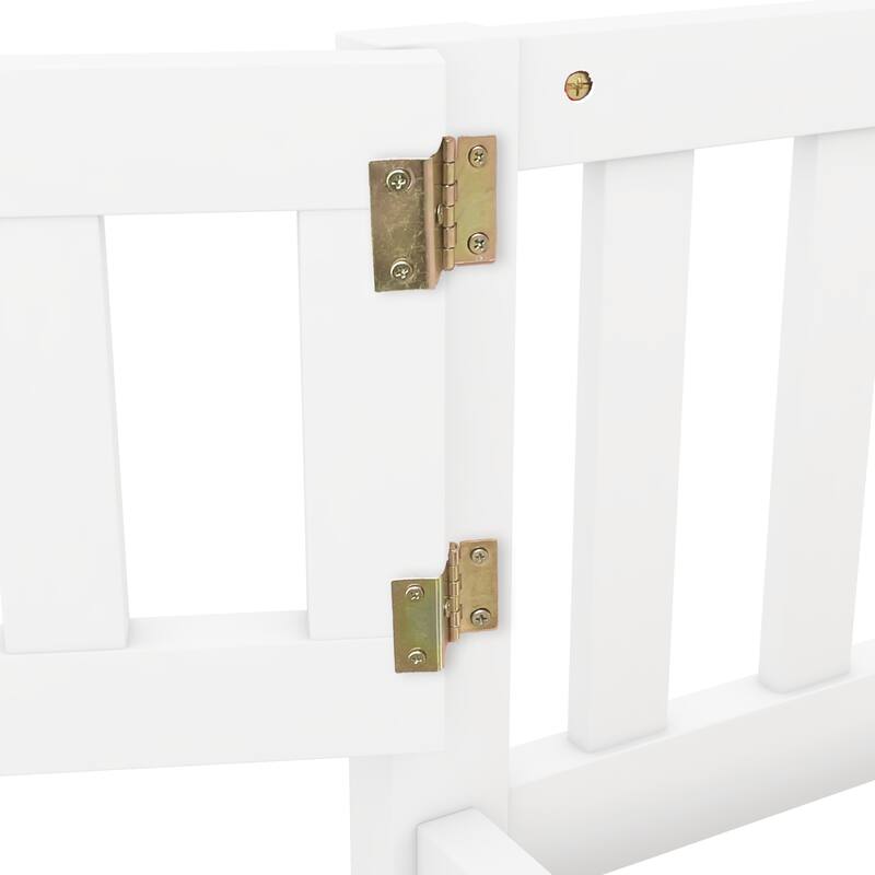 Twin/Full/Queen Size Floor Bed w/Door & Fence,Montessori Floor Bed for Kids,Solid Wood Twin/Full/Queen Bed Frame for Girls Boys