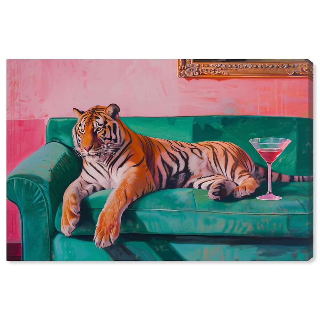 Lounging Tiger Canvas by Art Remedy, Gallery Wrapped
