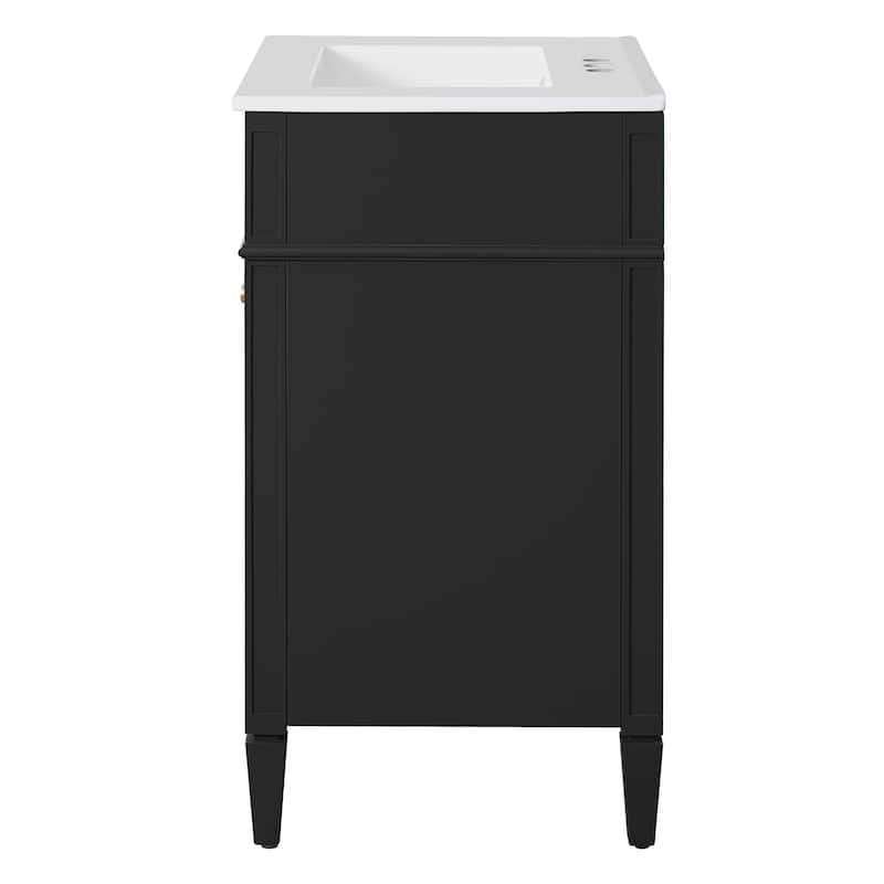 24" Bathroom Vanity With 2 Doors And Tip-Out Drawer, Bathroom Storage Cabinet With Sink, Soft-Closing Doors With Organizers