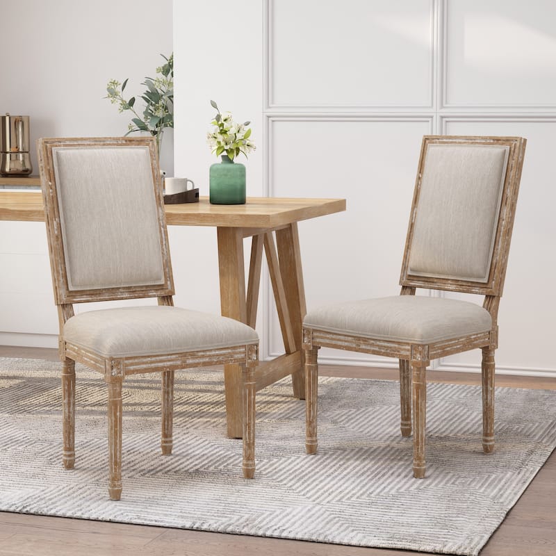 Regina Wood Upholstered Dining Chair by Christopher Knight Home - Natural + Beige