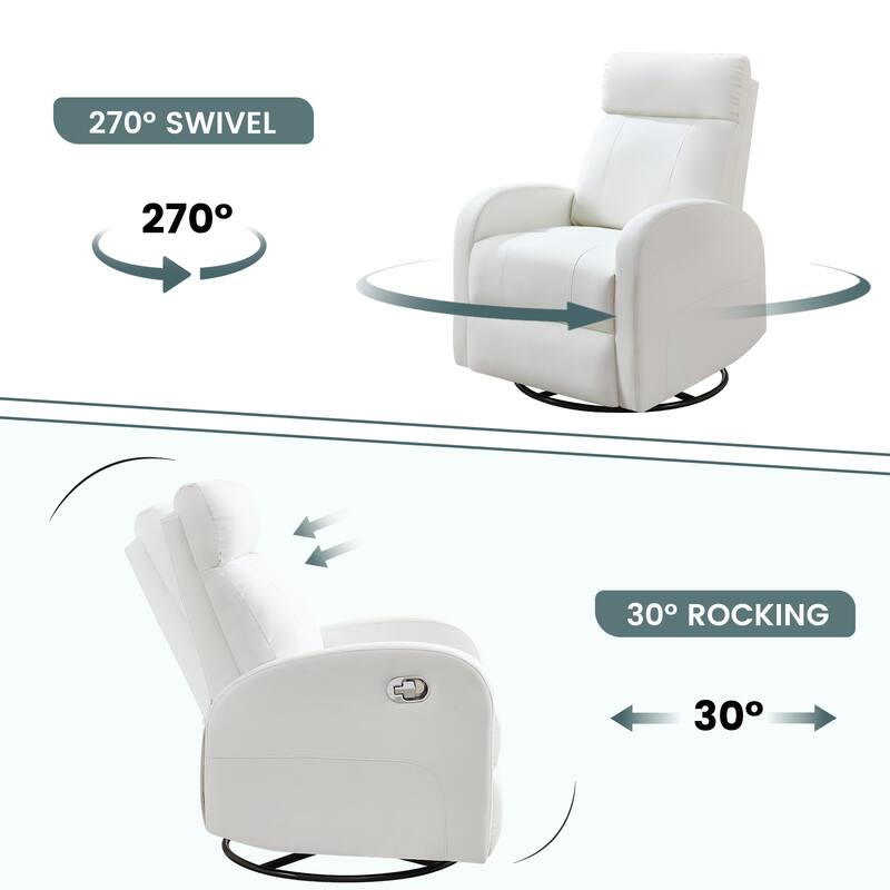 HOMYKA Modern Faux Leather Rocking Recliner with Swivel