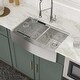 preview thumbnail 3 of 7, Lordear 33" Farmhouse Stainless Steel Workstation Utility Double Bowl Low Divider Kitchen Sink with Accessories