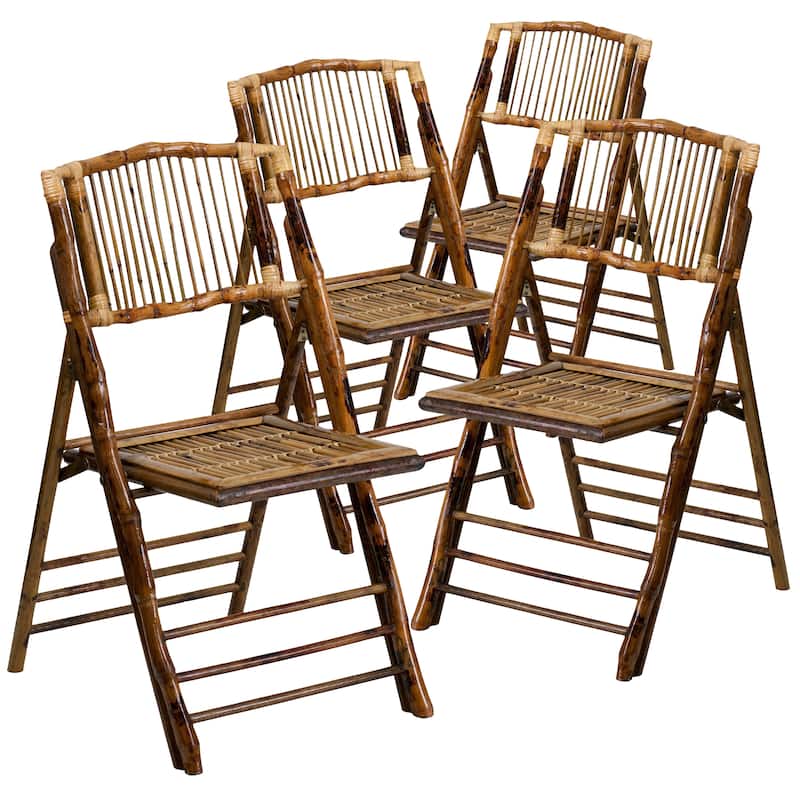 Bamboo Wood Folding Dining Chairs for Formal Events (Set of 4)