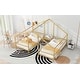 preview thumbnail 4 of 11, Gold Twin Size Metal Double Triangular House Beds with Built-in Table for Kids, Boys and Girls, Bedroom
