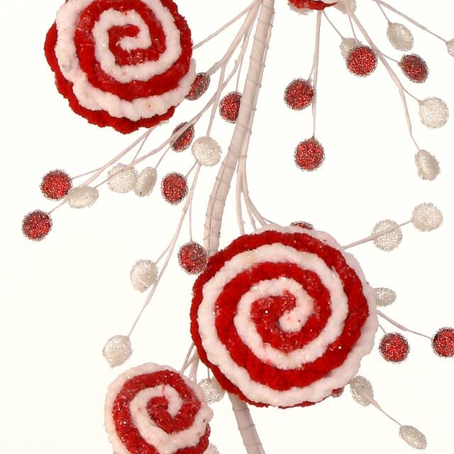 52" Peppermint Swirl Glitter Candies Garland - Red White - 52-Inch