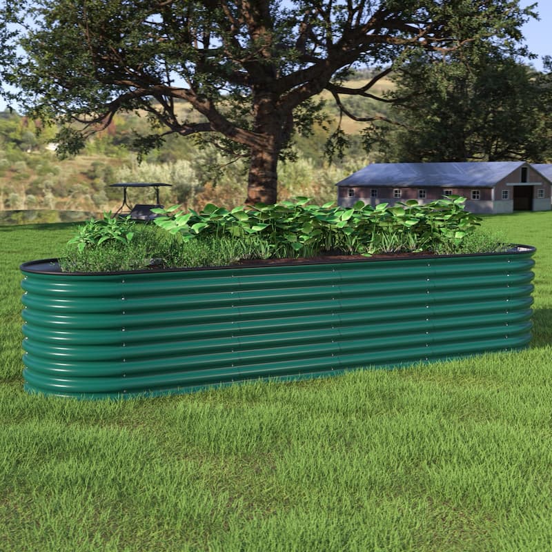 VEIKOUS 23.1''H Metal Galvanized Raised Garden Bed 9-in-1 Modular Outdoor Planter Box - N/A