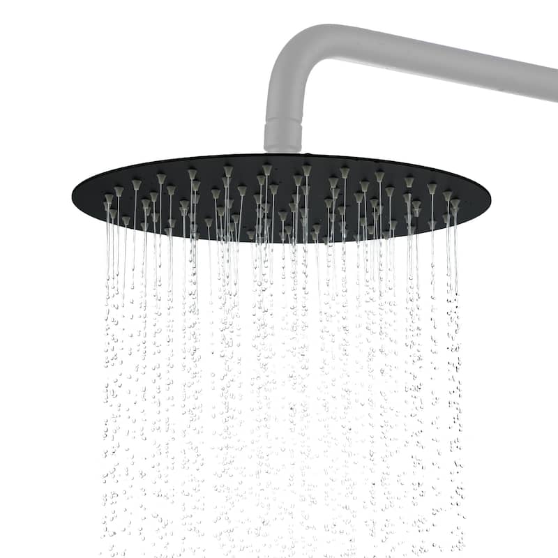 1-Spray Pattern with 2.5 GPM Round Ceiling Mount Rain Fixed Shower Head - 12" x 12" - Matte Black