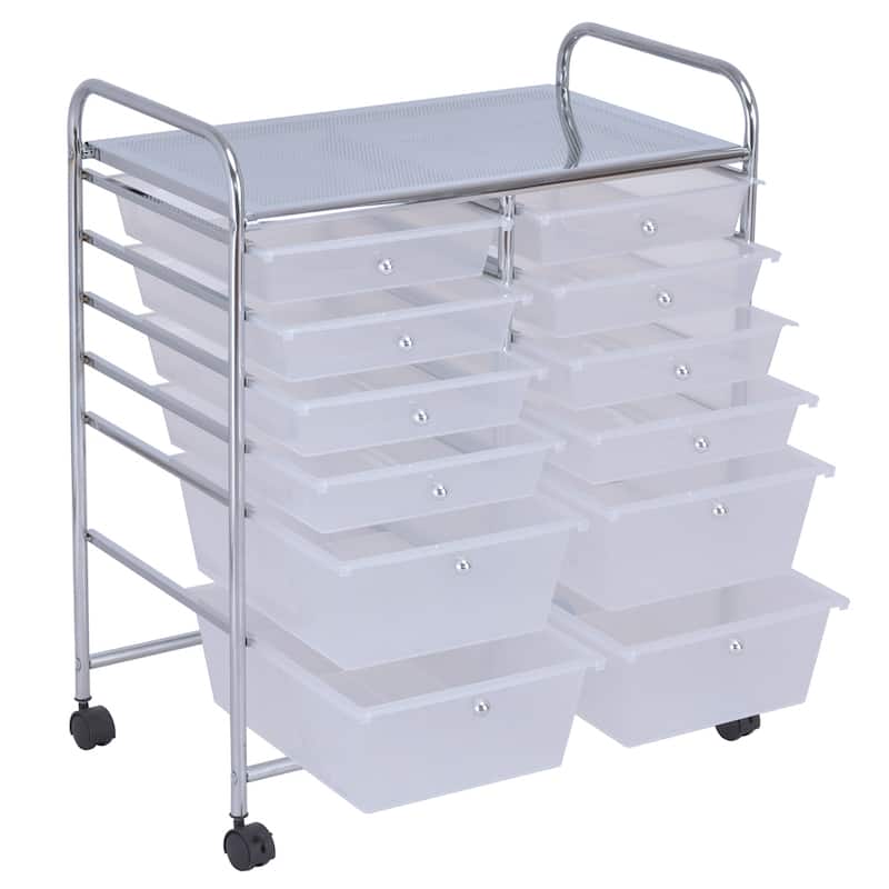 12-Drawers Rolling Storage Cart with Organizer Top - See Details