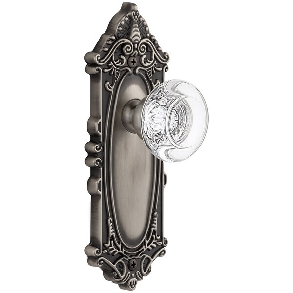 Grandeur GVCBOR_PRV_234 Grande Victorian Solid Brass Rose Privacy Door Knob Set with Bordeaux Crystal Knob and 2-3/4" Backset