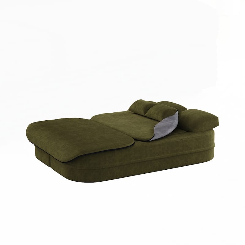 Folding Mattress Sofa with Fixed Shape Frame Convertible Sleeper Foam Sofa Bed with Blanket