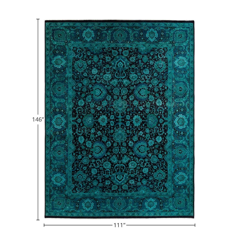 Fine Vibrance, One-of-a-Kind Hand-Knotted Area Rug - Green, 9' 3" x 12' 2" - 9' 3" x 12' 2"