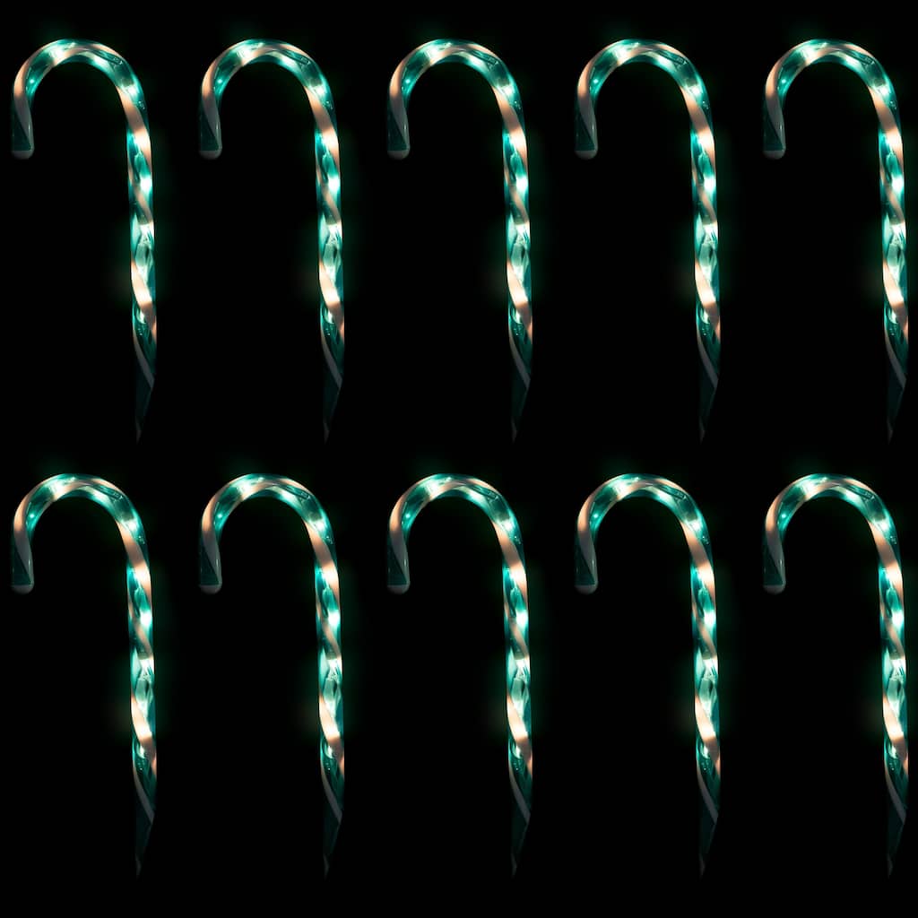 Lighted Outdoor Candy Cane Christmas Pathway Markers - 12" - Green - Set of 10