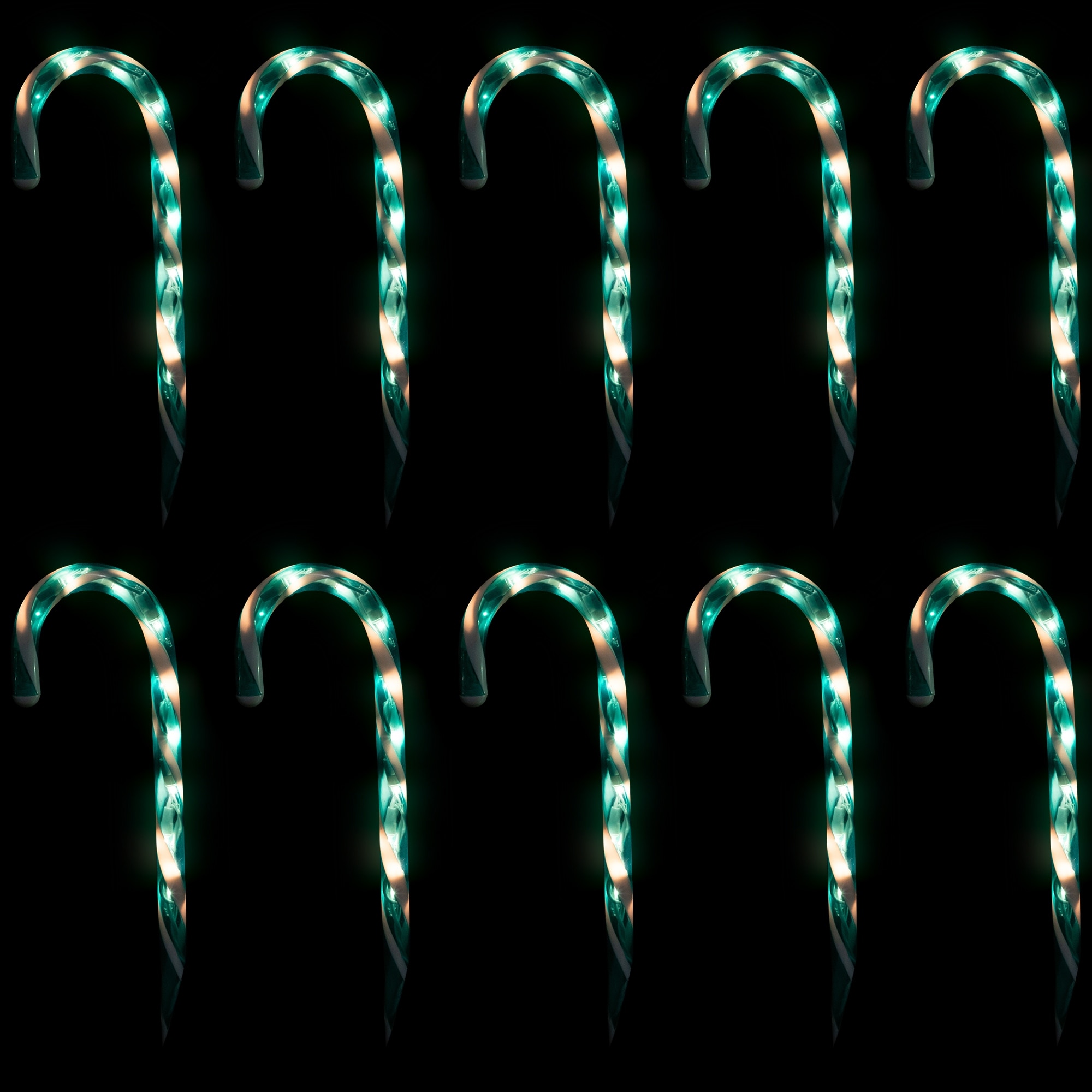 Outdoor Candy Cane Christmas Pathway Markers 12" Green Set of 10