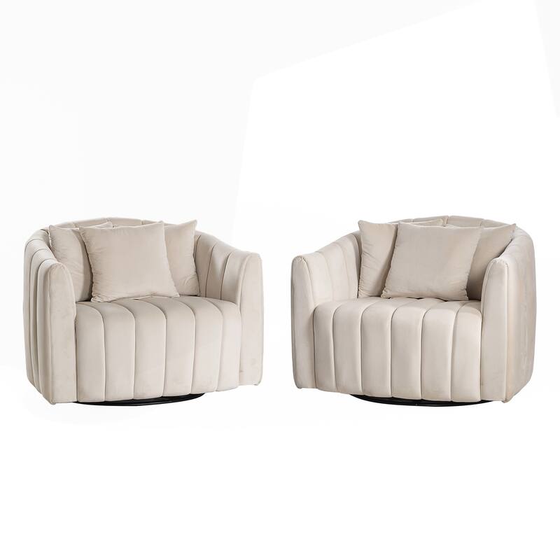 Comfortable Oversized Velvet Swivel Chair with Multiple Pillows for Various Rooms