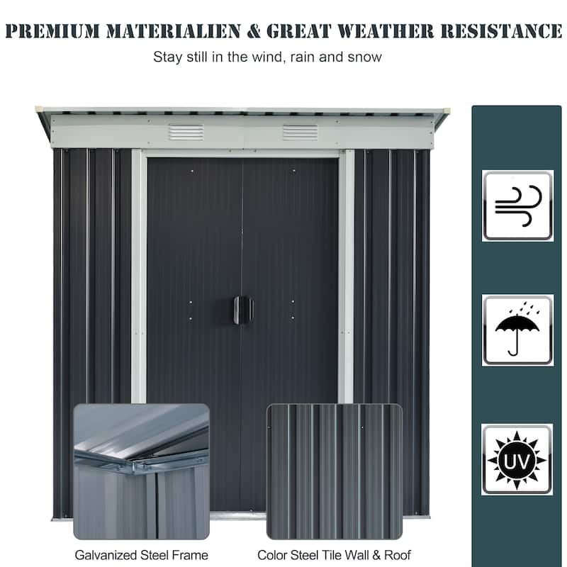 Outsunny 6' x 3.6' Steel Frame Backyard Garden Tool Storage Shed with 2 Air Vents and Dual Locking Doors