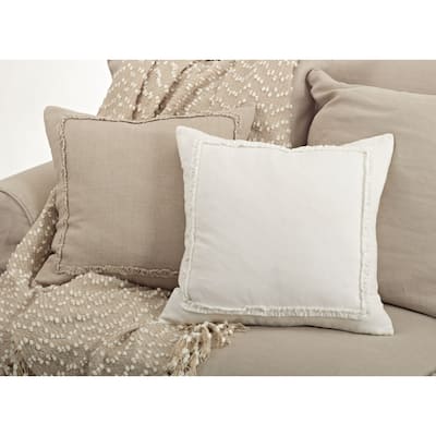 Ruffled Linen Throw Pillow