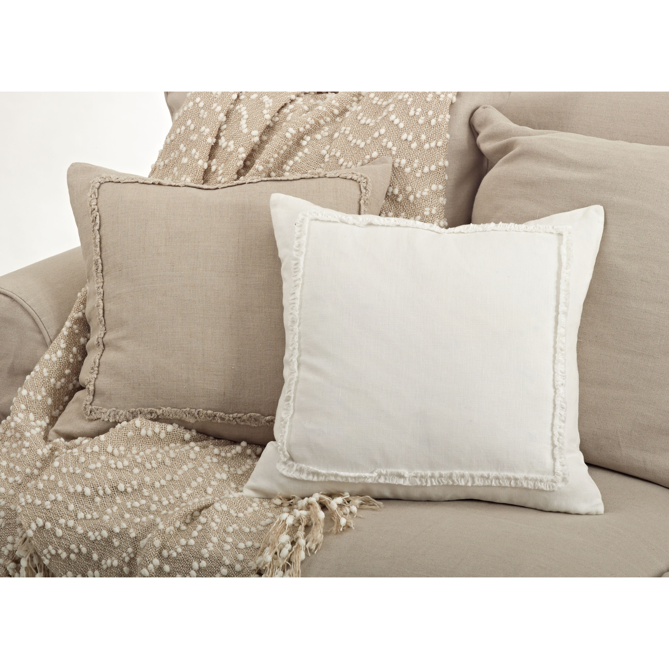 Ruffled Linen Throw Pillow