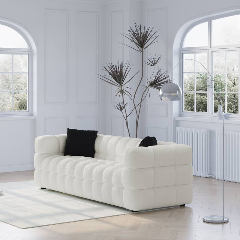 Wayna Modern Style Sofa, Sherpa Thick Cushion Double Sofa