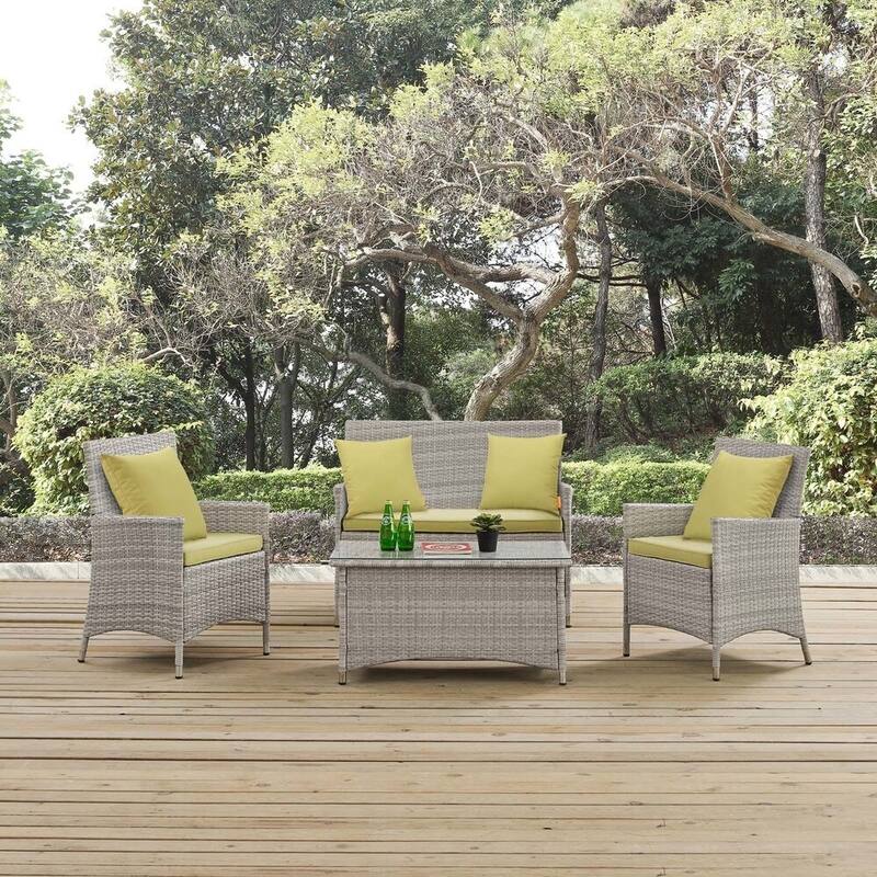 Modway Bridge Rattan 4-piece Outdoor Patio Set with Cushions