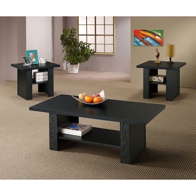 Rodez 3-piece Engineered Wood Coffee Table Set Black Oak