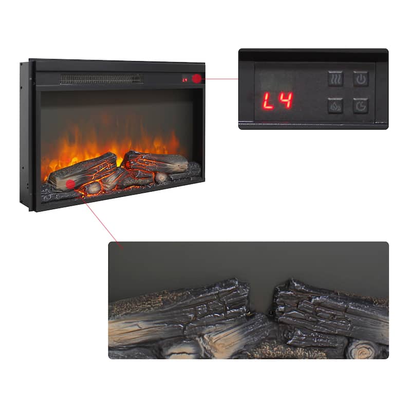 23-inch Electric Fireplace Insert w/1400W Electric Heater