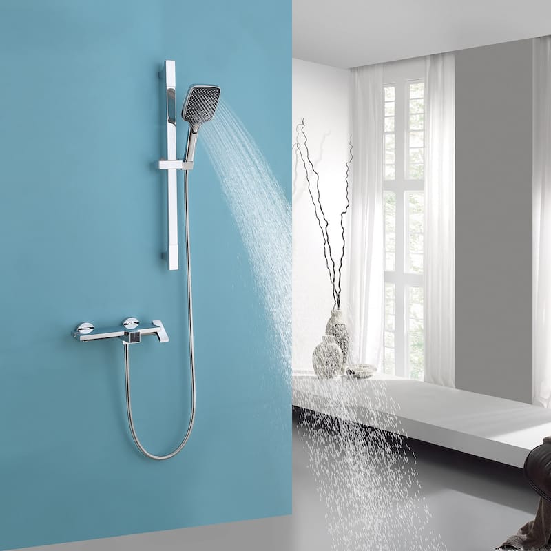 White Bathtub Faucet Shower Faucets System - 11.42*26 - Chrome