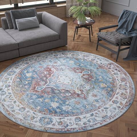 Rayna Farmhouse Medallion Indoor Area Rug