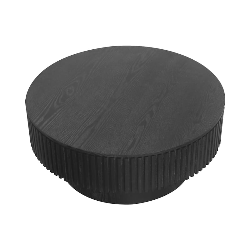 Modern Solid Wood Veneered Round/Oval Coffee Tea Table with Storage